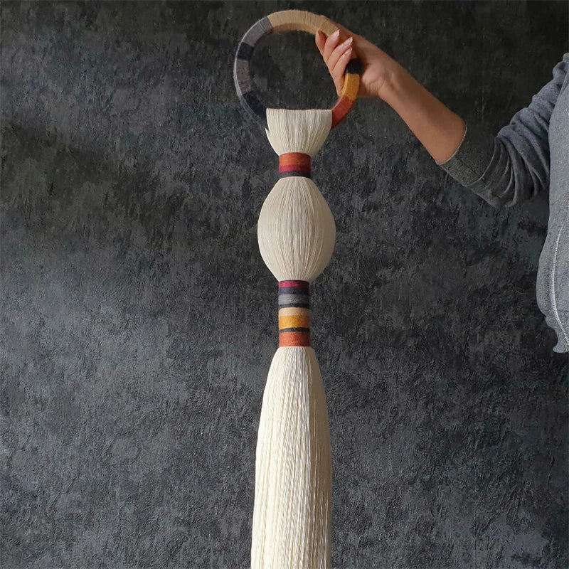 décoration murale moderne franges tassel multicolore anneaux métalliques ethnique salon chambre coucher