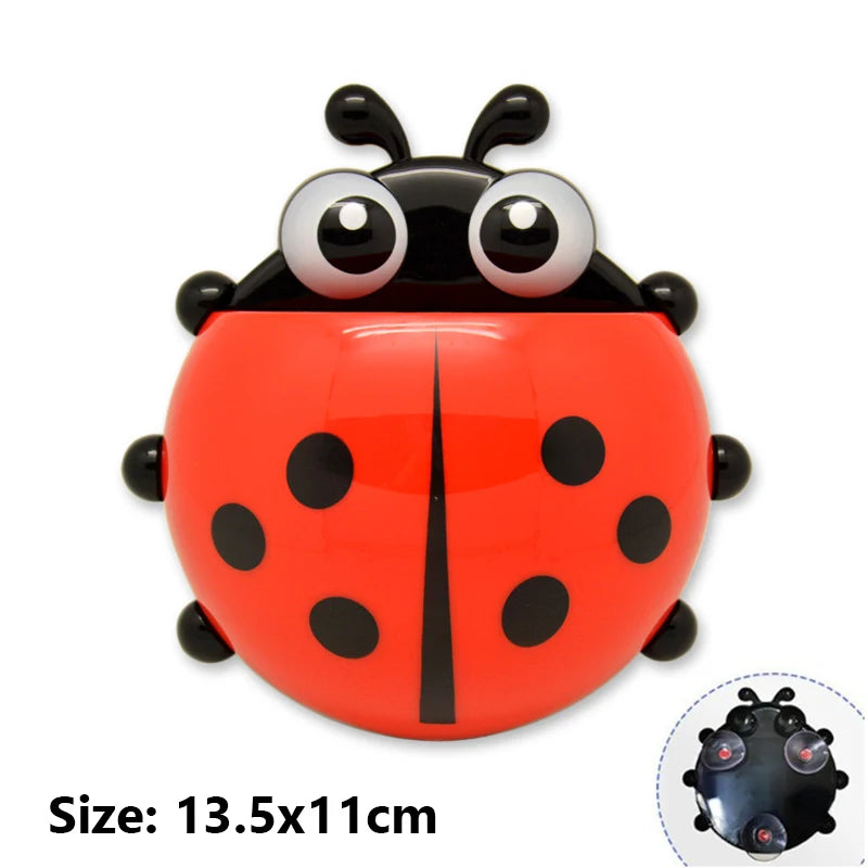 porte brosse dents coccinelle dessin animé rouge jaune bleu vert suction mignon cartoon organisateur