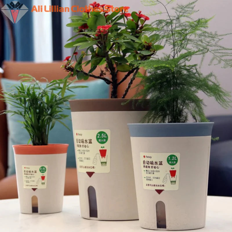 pots plante auto arrosable plastique blanc bleu orange moderne minimaliste 25l 15l