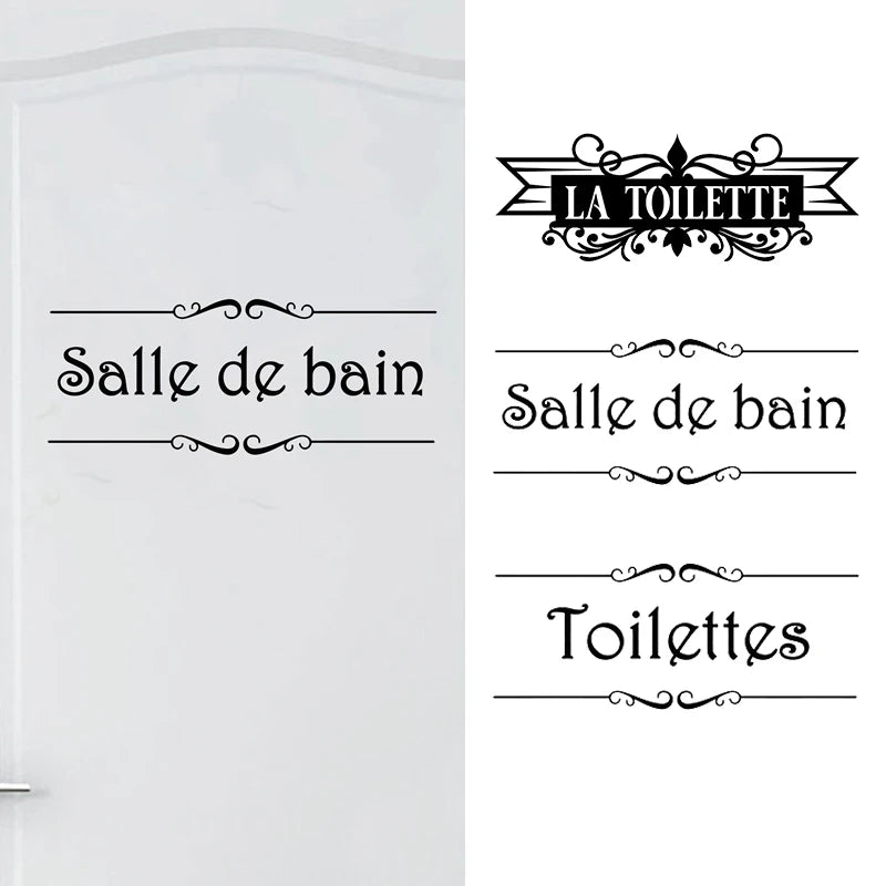 autocollants salle bain toilettes stickers murals vinyle adhésifs noir motifs floraux vintage 28cm textes