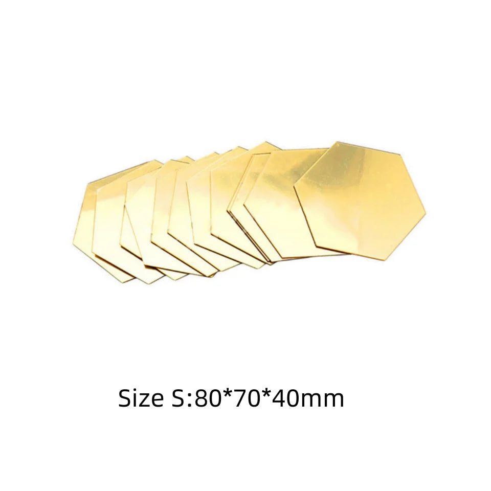miroirs hexagonaux adhésifs modernes blancs lisses opaques 80 70 40mm 100 87 50mm 126