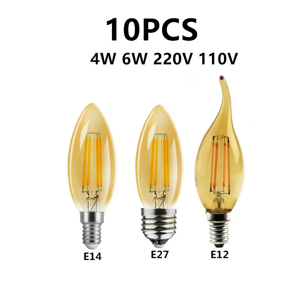 ampoule led filament forme flamme vintage dorée lustre décoration intérieur blanc chaud e14 e27