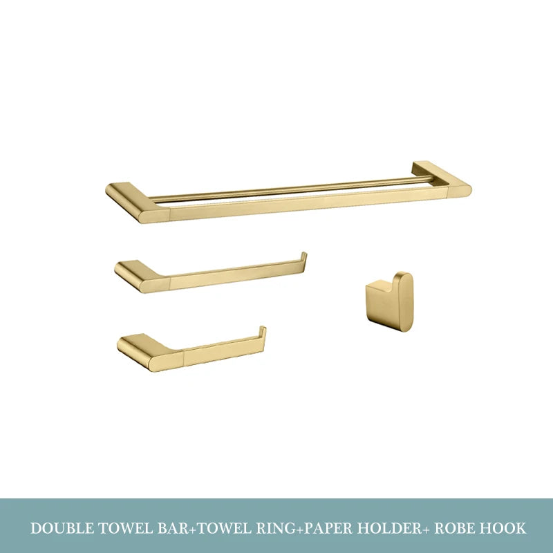 accessoires salle bain doré moderne porte serviettes fixations murales ensemble quincaillerie