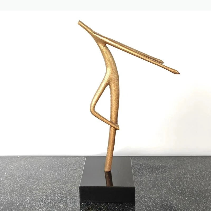 sculpture abstraite moderne dorée noire lisse brillante décoration intérieure contemporaine minimaliste or noir