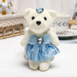 ours peluche blanc doux velouté rubans strass coeurs couronne dorée décoration anniversaire mariage