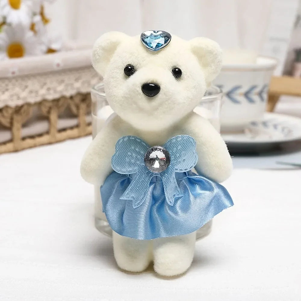 ours peluche blanc doux velouté rubans strass coeurs couronne dorée décoration anniversaire mariage