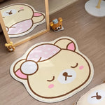 tapis dessin animé ours doux beige marron bleu rose antidérapant polyester usage multiple chambre