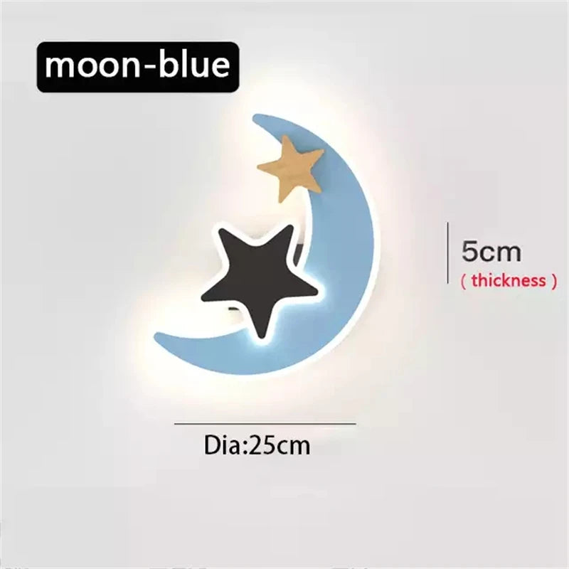 lampe murale moderne applique étoile lune fusée bleu noir adhésive led chambre enfant salle