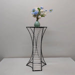 support floral transparent finition dorée rayures horizontales moderne élégant vase table