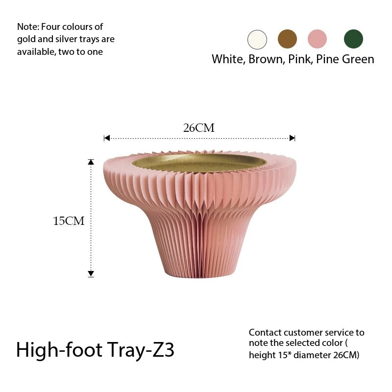 plateau pliable fibre végétale blanc vert rose marron rayures horizontales moderne multifonctionnels cosmétiques aromathérapie