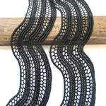 ruban dentelle noir motif ondulé 5cm large tissu polyester classique couture 2mètres écologique soluble