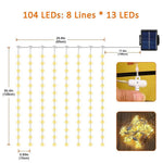 guirlande led parasol solaire 104 leds modes éclairage extérieur plage jardin