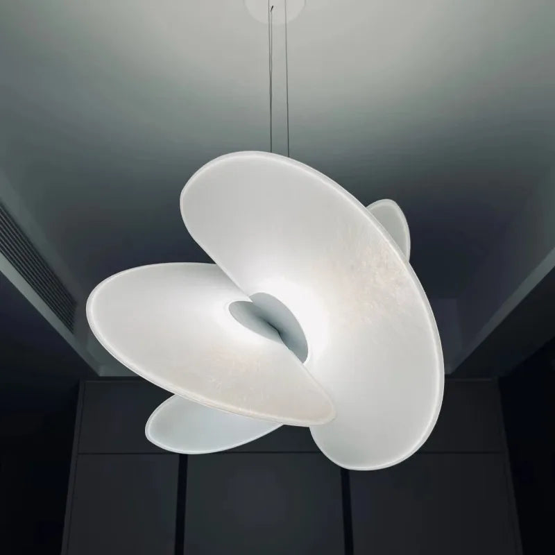 suspension lumineuse contemporaine soie blanche opaque pendentif chaîne salon chambreôtel 40cm 60cm 80cm 100cm