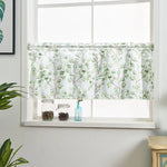 rideau moderne feuilles vertes fond blanc polyester translucide maison 80cm