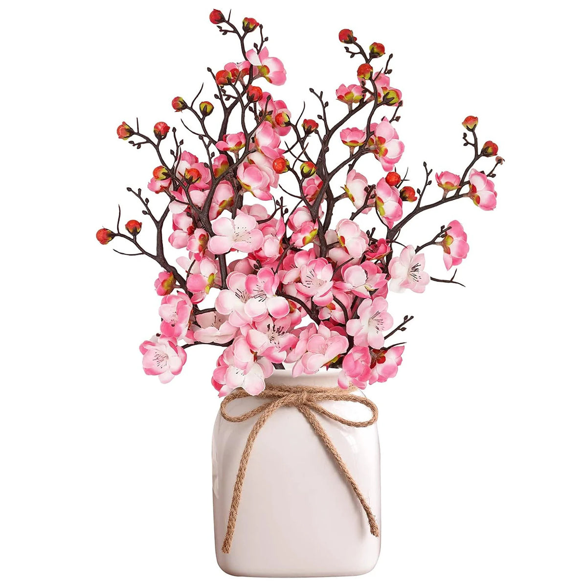 décoration mariage bouquet artificielle fleur prunier soie blanche rose rouge intérieure