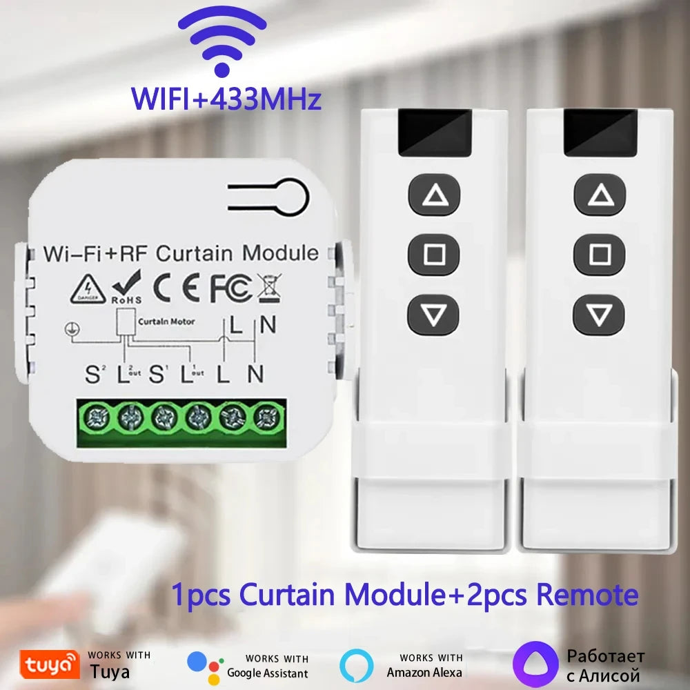 module rideau motorisé intelligent télécommande voice contrôle timing blanc moderne
