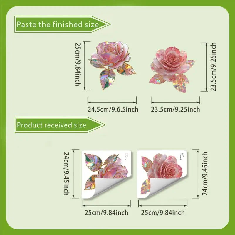 stickers decoratifs fleurs roses vertes violettes adhésifs salle bain decoration maison autoadhésifs blanc