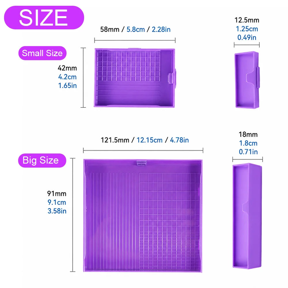 boîte rangement diamants violet bleu rose moderne pratique compartiments pince diamants almacenamiento
