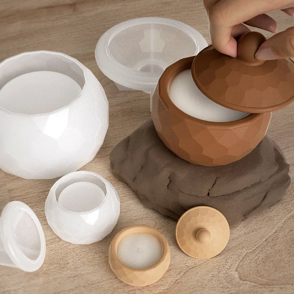 moules silicone diy bougies décoratives pots rangement ciment surface découpée colle cristalline plâtre maison