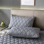 taies d'oreiller patchwork polyester 300 fils bleu blanc rose modernes 2pc