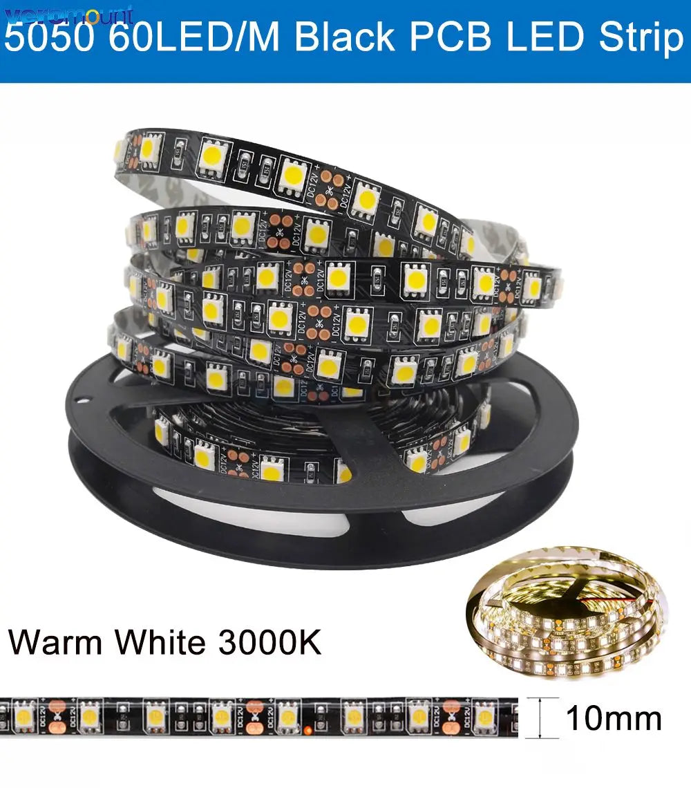 ruban led smd 5050 5m rgbw ip65 noir adhésif 60ledsmètre moderne connecteur troisbroches