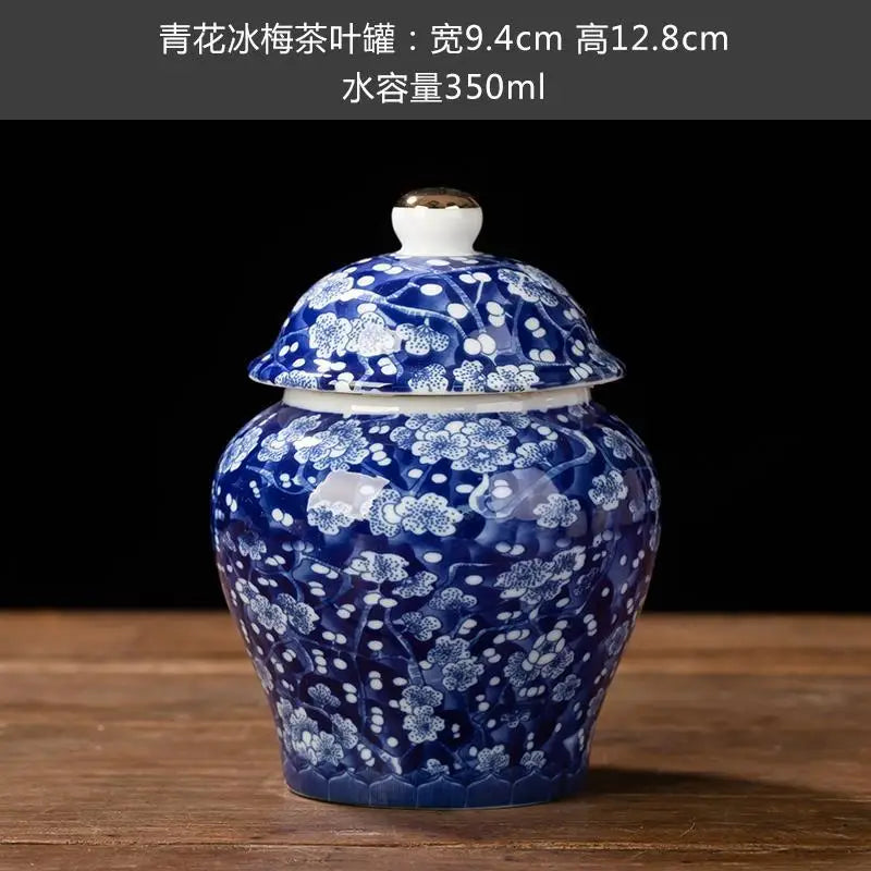 pot thé céramique bleu marine blanc fleurs dorées couvercle classique