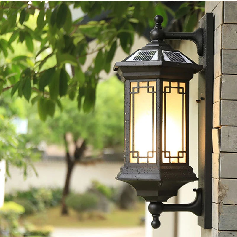 lampe murale classique grille géométrique noir ip65 led vis