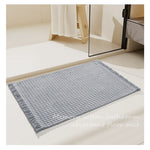tapis bain microfibre moderne franges beige gris absorbant respectueux environnement