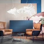 suspension lumineuse contemporaine blanc translucide floral abstraite filigrane minimaliste chambre salon