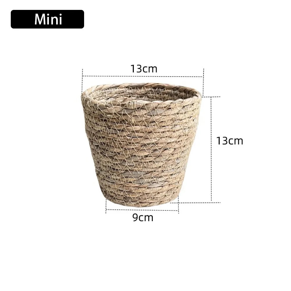 pot fleurs tissé fibres naturelles rustique boho chic rangement extérieur mini small medium large