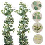 guirlande eucalyptus feuilles fleurs blanches vert marron decor boheme exterieur fixee structure métallique