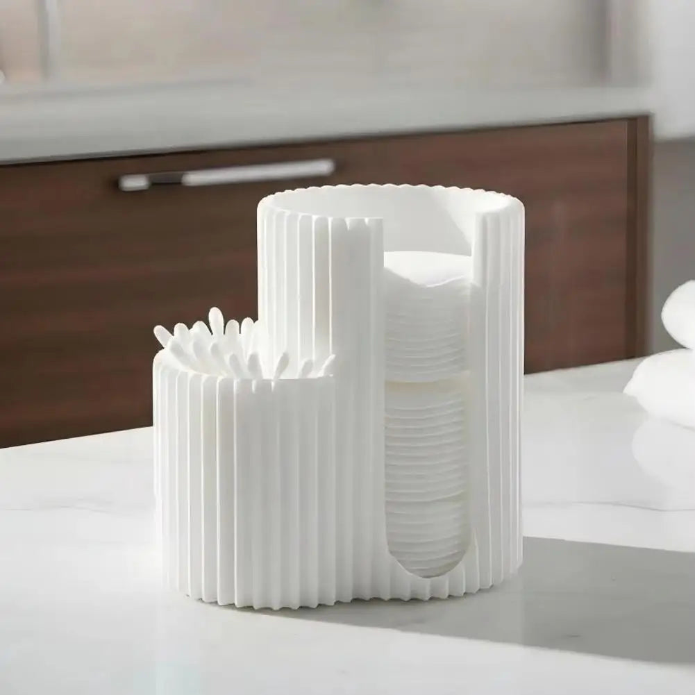organisateur maquillage pot blanc rayures moderne brosse éponge coton scies serviettes