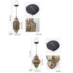 lampe suspendue dorée artisanale plaque solaire chaîne ajourée extérieur jardin traditionnelle