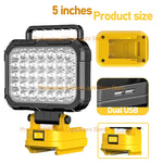 lampe travail led jaune moderne robuste interrupteur luminosité port usb poignée transport sans fil