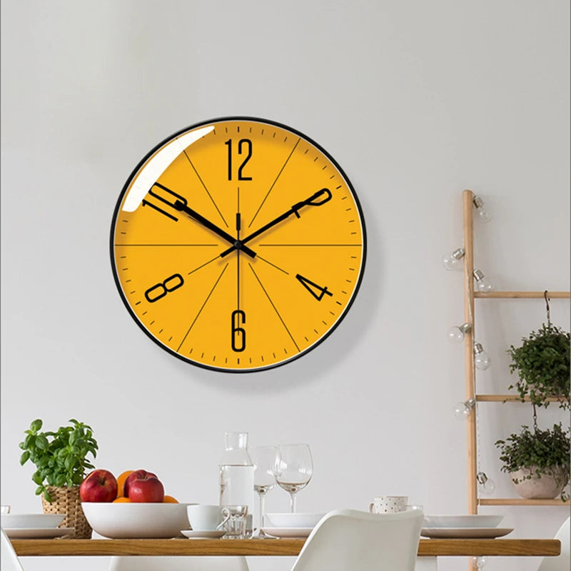 horloge murale moderne quartz facile lecture salon dorée aiguilles noires