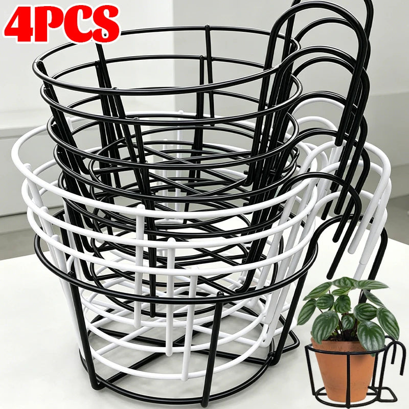 supports fleurs suspendus métal noir blanc moderne double crochet balcon clôture