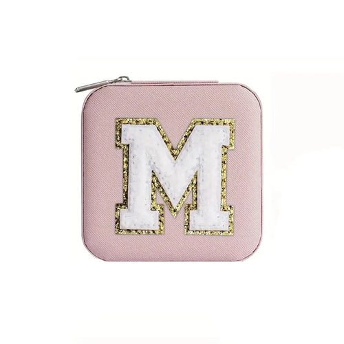 boîte bijoux cuir rose clair fermeture éclair voyage rangement bijoux