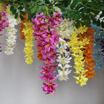 guirlande fleurs artificielles violettes blanches oranges rouges bleues classiques intérieur décoration romantique soie 1.8m