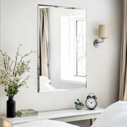 miroir mural rectangulaire verre incassable aluminium moderne salle bain décoration contemporaine fixations inclusées