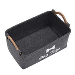 panier jouets chien feutre gris moderne poignées bois 38cm 25cm 18cm