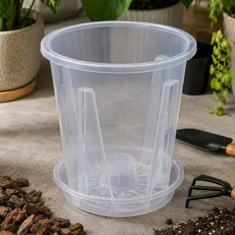 pot plante transparent moderne grille drainage taille moyenne large extra large