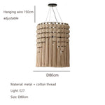 Suspension lumineuse moderne franges chaînes métalliques beige noir