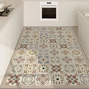tapis cuisine imperméable anti huile geometrique couleur beige blanc déco rustic