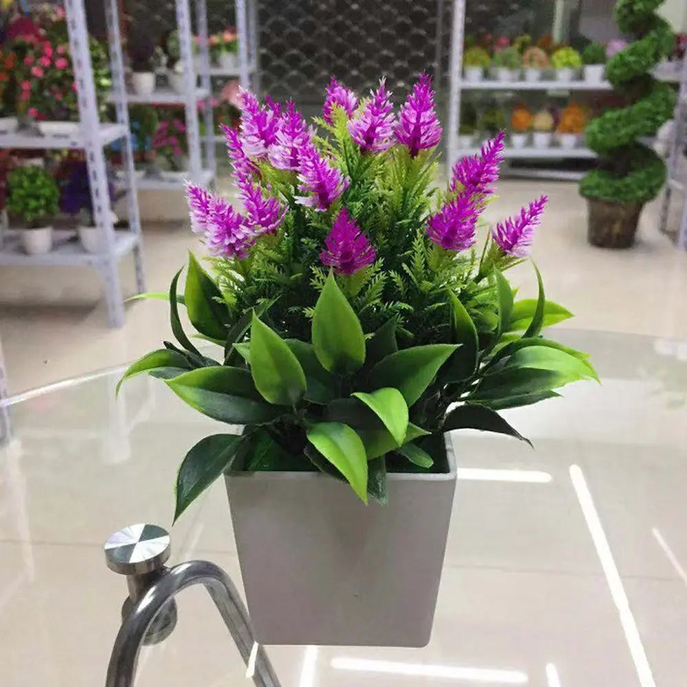 plantes artificielles modernes extérieures arbres fleurs feuilles verte pot grisextérieur exposition vases plastique