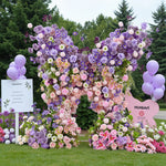 Décoration murale arche fleurs variées romantique violet rose blanc bleuclair vert extérieure