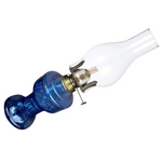 lampe huile bleue ancienne verre opaleux intérieur décoration maison éclairage rustic vintage
