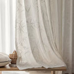 rideau blanc moderne motif feuilles bambou translucide salon chambre fenêtre maison luxe