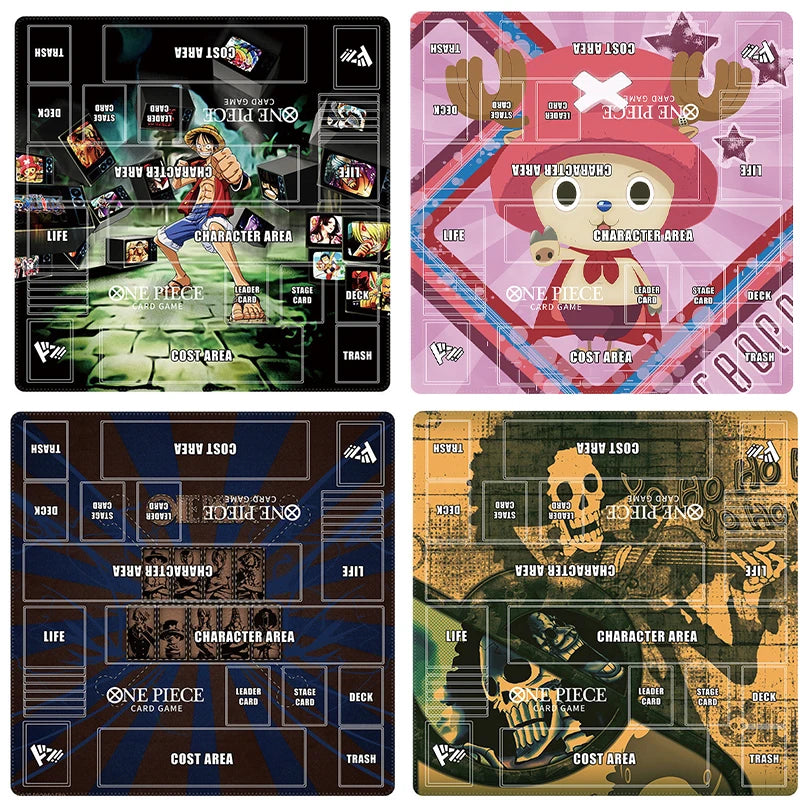 tapis jeu cartes one piece noir rose bleu marine zones jeu personnages