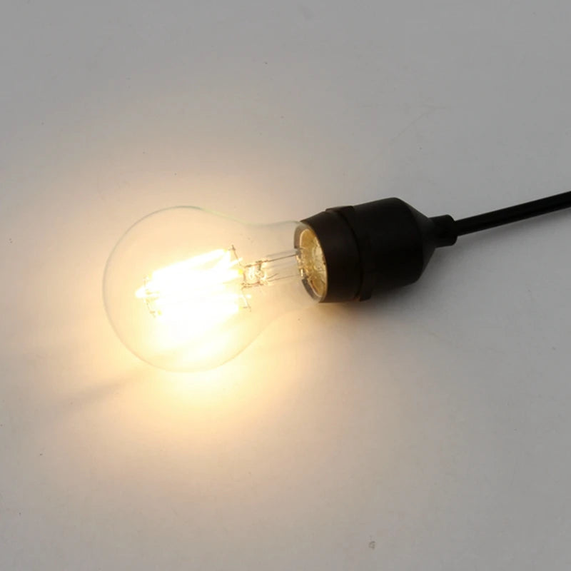 ampoule filament noir transparent moderne câble e27 étanche 1m 5m rond lisse