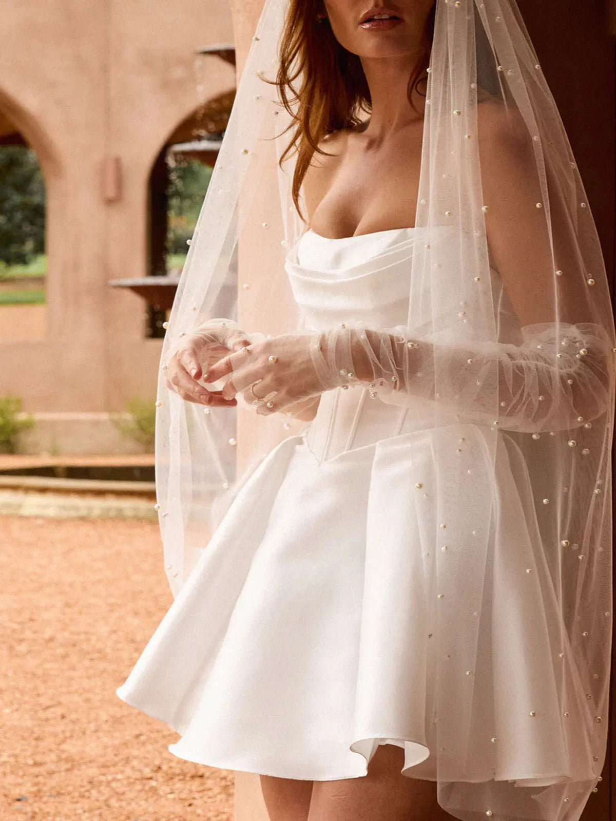 voile mariée blanc moderne élégant tulle polyester femme transparent minimaliste